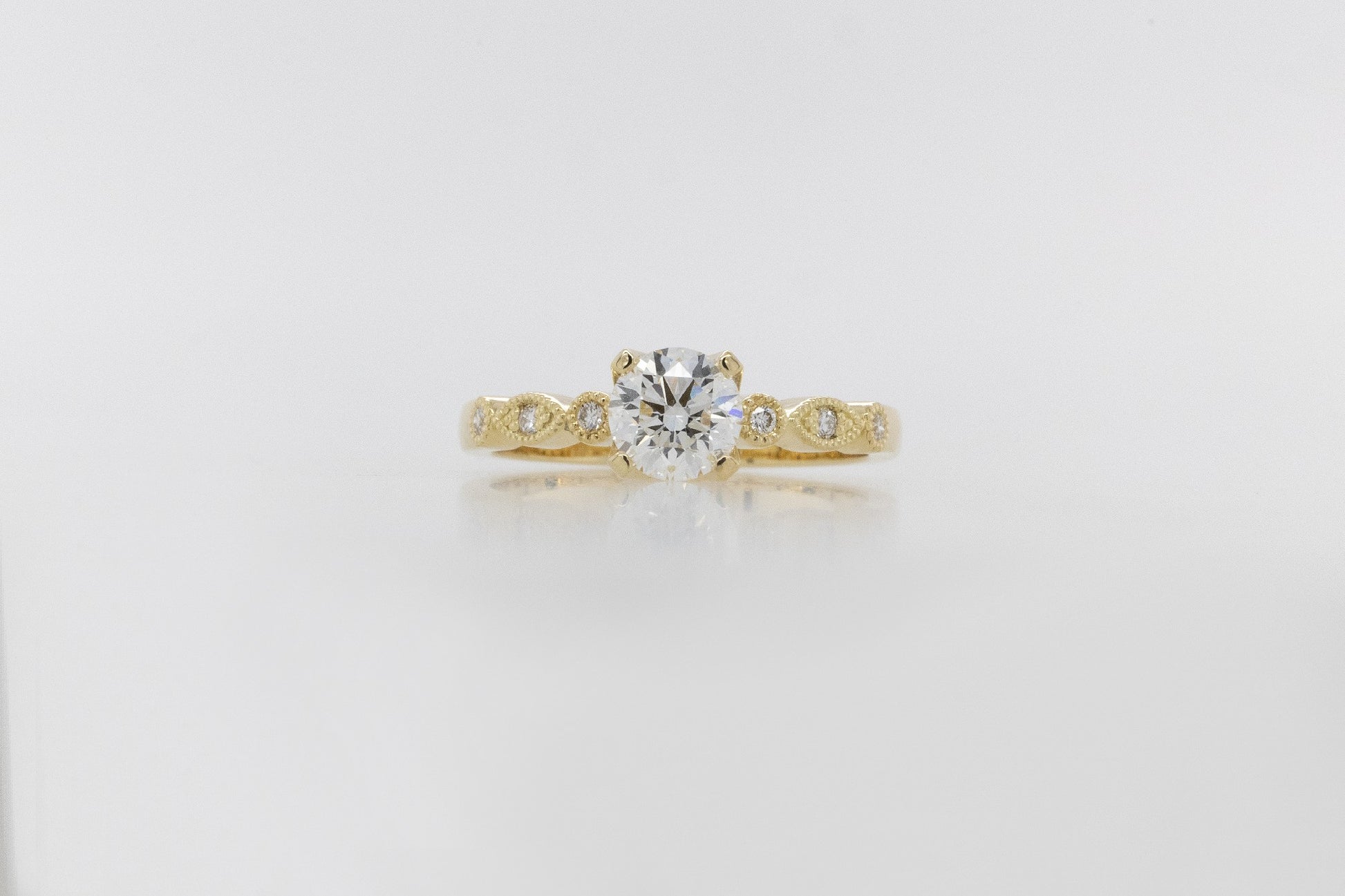 Engagement Ring 0.63ct Solitaire Fancy Band