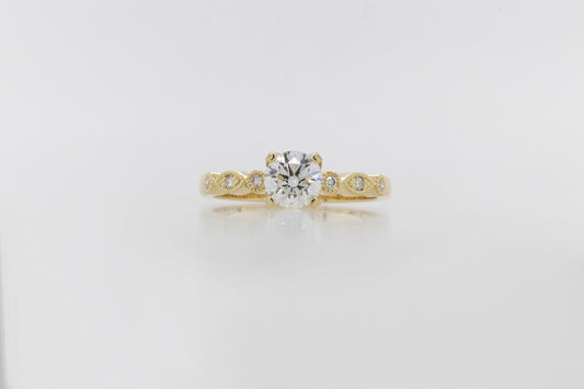 Engagement Ring 0.63ct Solitaire Fancy Band