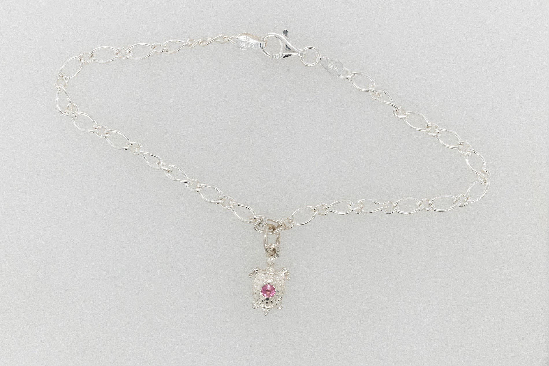 Turtle with Pink Tourmaline Figaro Bracelet