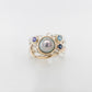 Pearl & Blue Coloured Stone Vine Ring