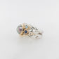 Pearl & Blue Coloured Stone Vine Ring