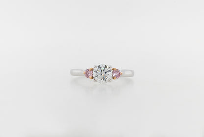 Engagement Ring Trilogy White and Pink Diamonds