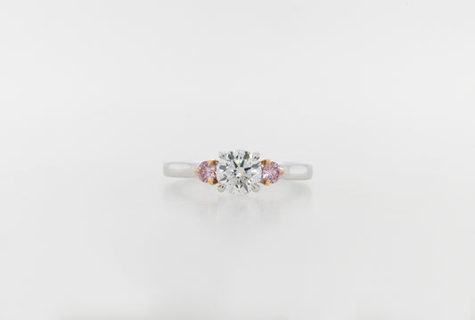 Engagement Ring Trilogy White and Pink Diamonds