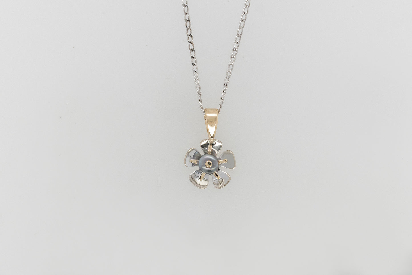 Geraldton Wax Two Tone Gold Pendant with Keshi