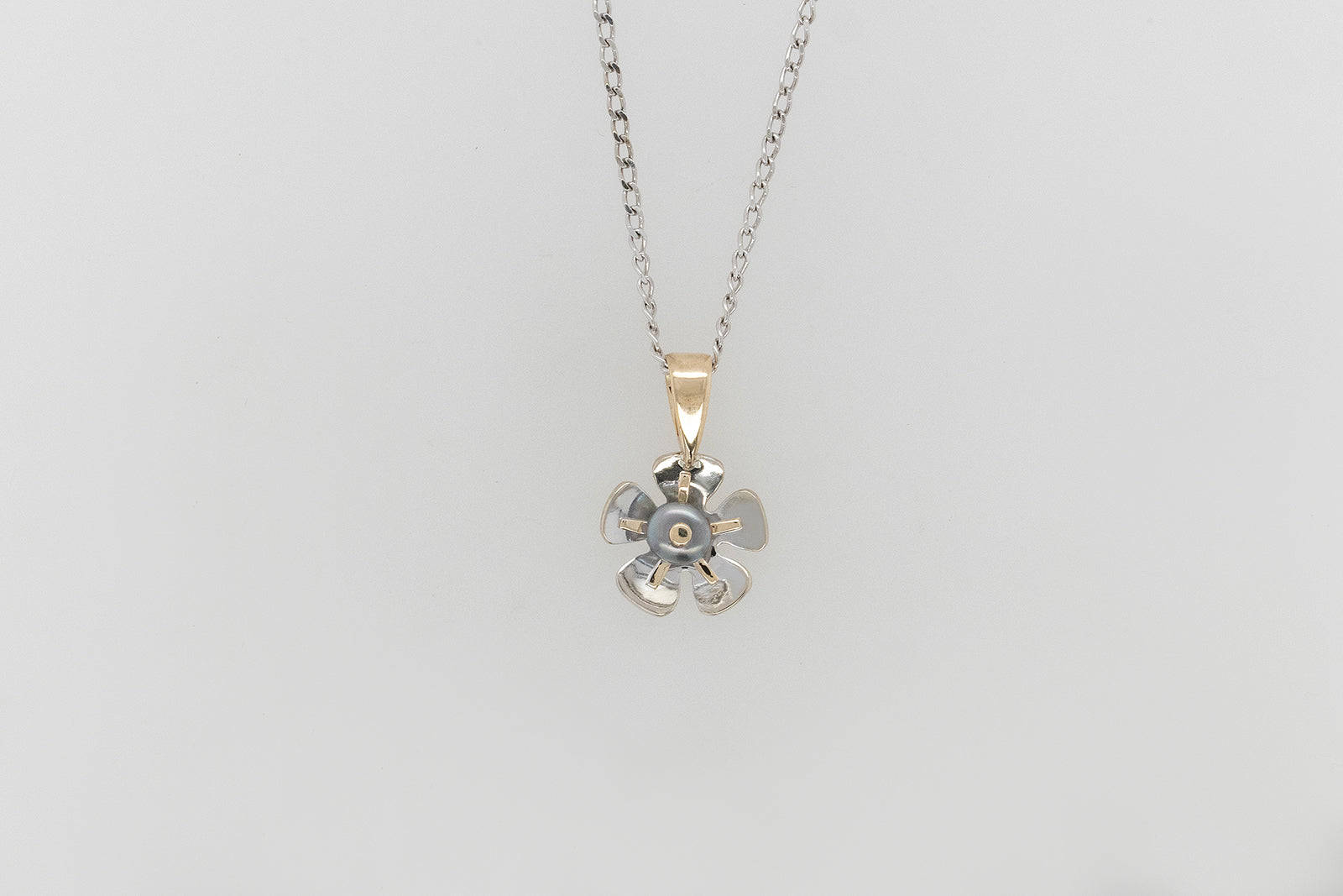 Geraldton Wax Two Tone Gold Pendant with Keshi