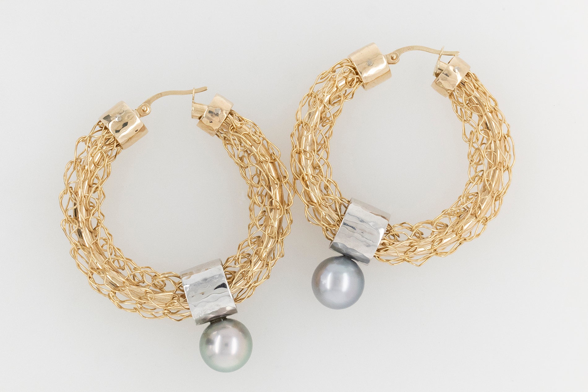 Knitted Pearl Hoop Earrings