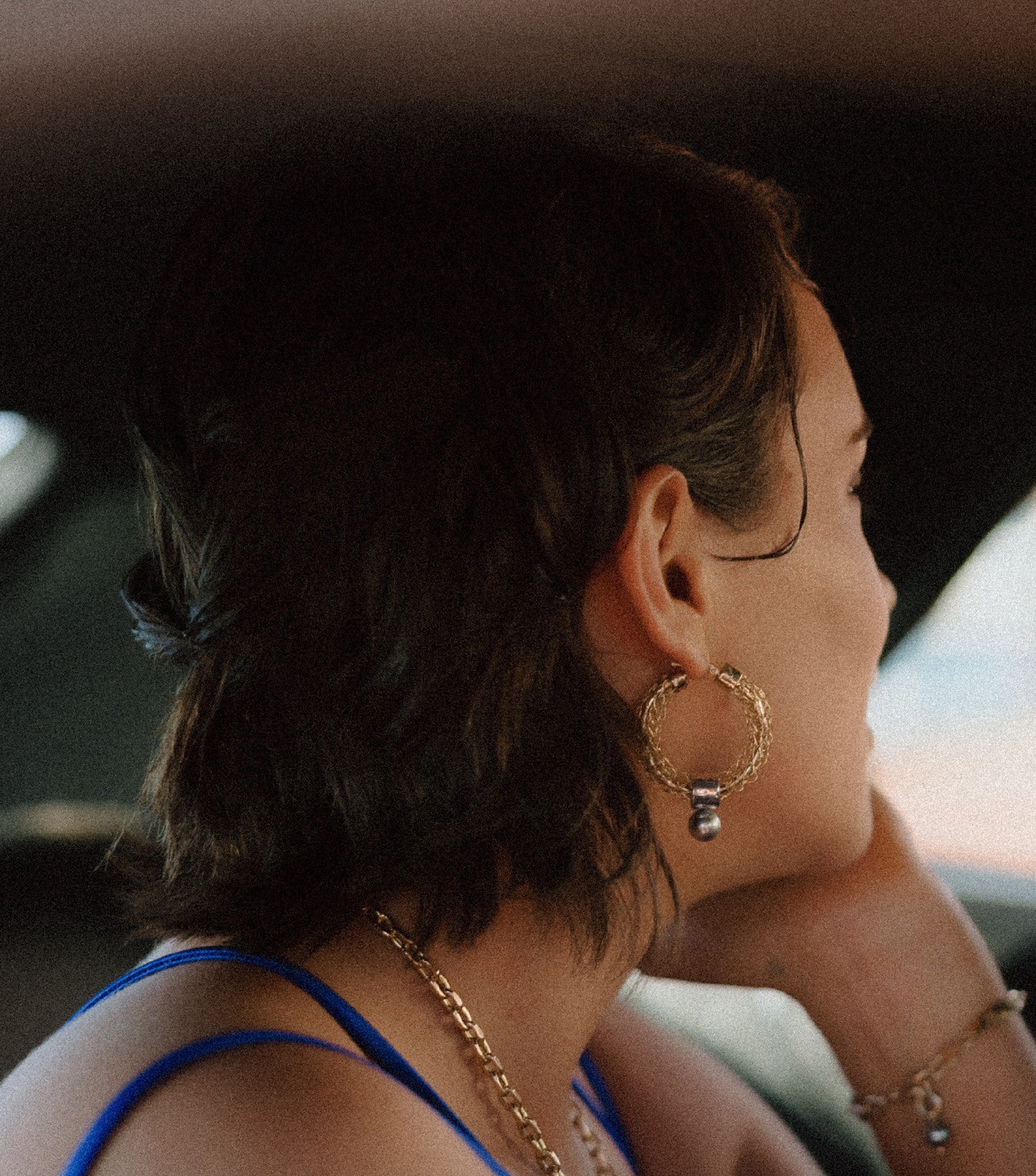 Knitted Pearl Hoop Earrings