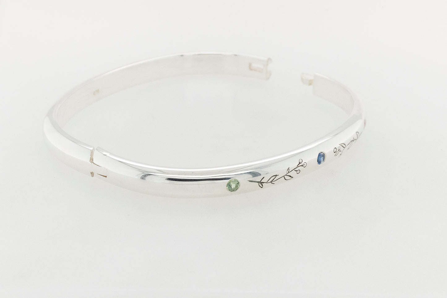 Floral Hand Engraved Hinged bangle