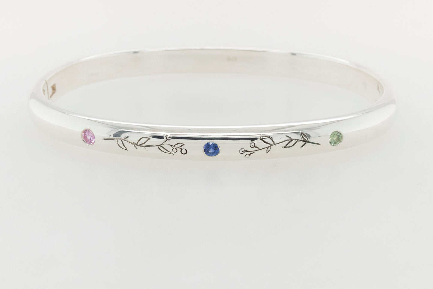 Floral Hand Engraved Hinged bangle