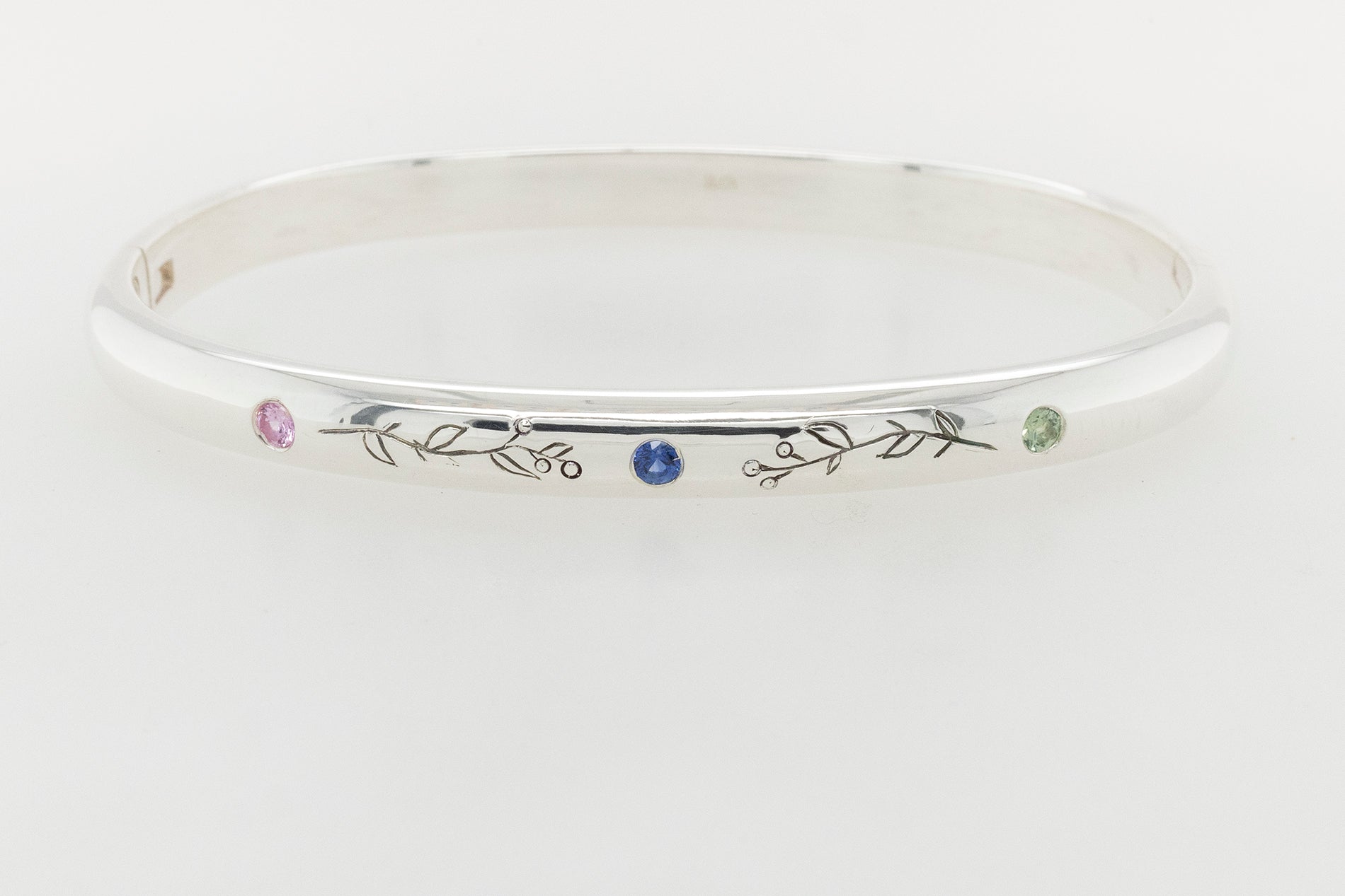 Floral Hand Engraved Hinged bangle