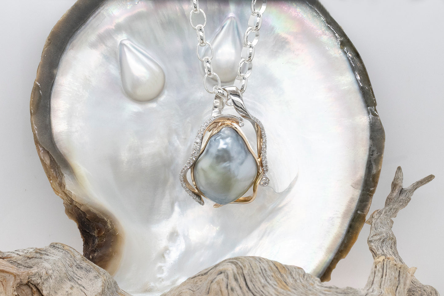 Baroque Pearl & Diamond Pendant