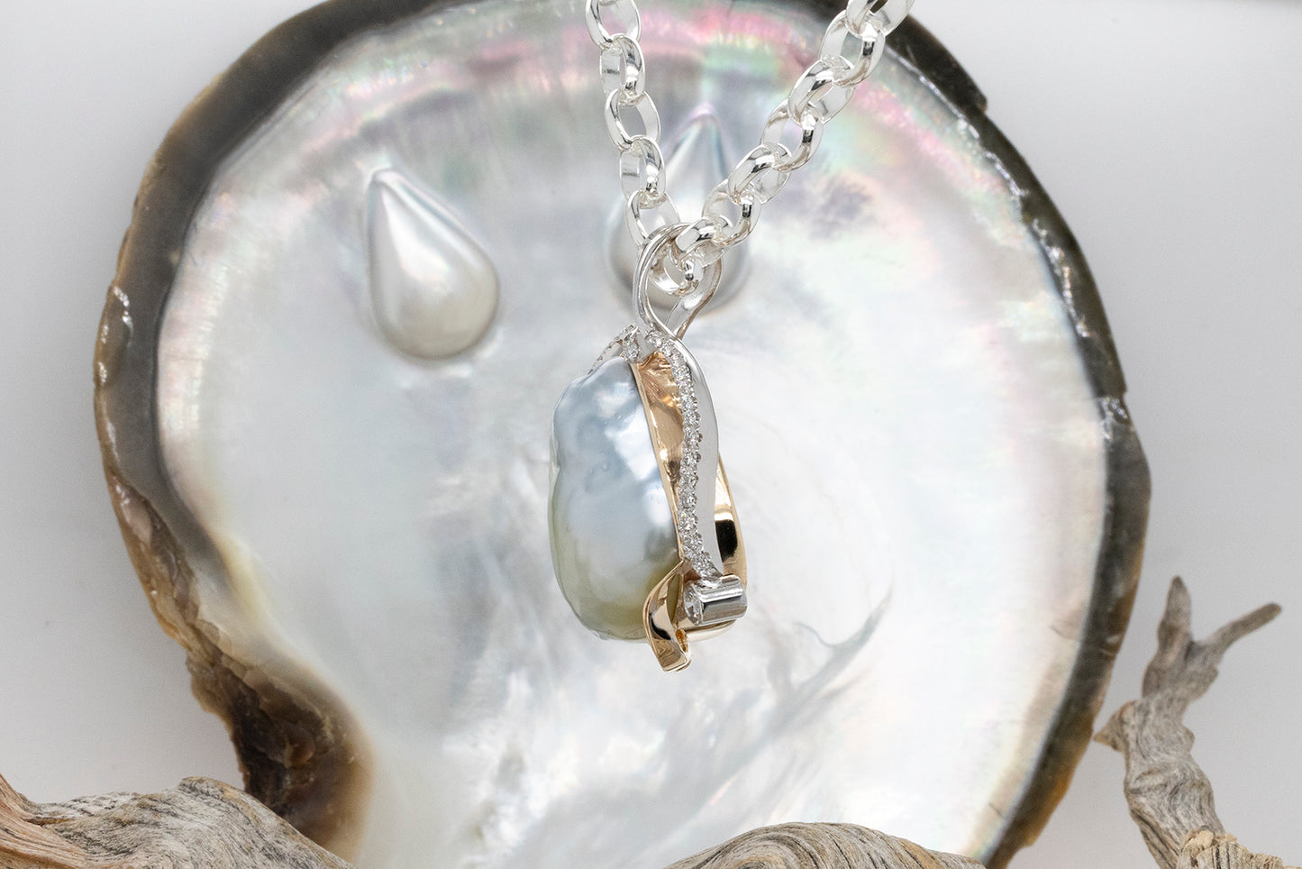 Baroque Pearl & Diamond Pendant