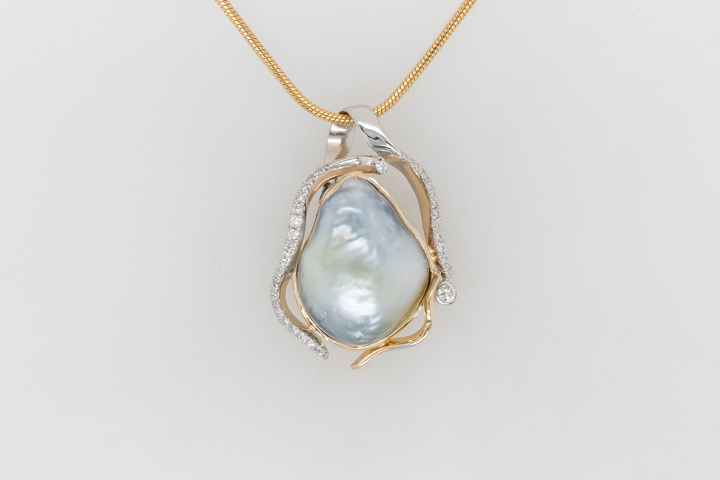 Baroque Pearl & Diamond Pendant