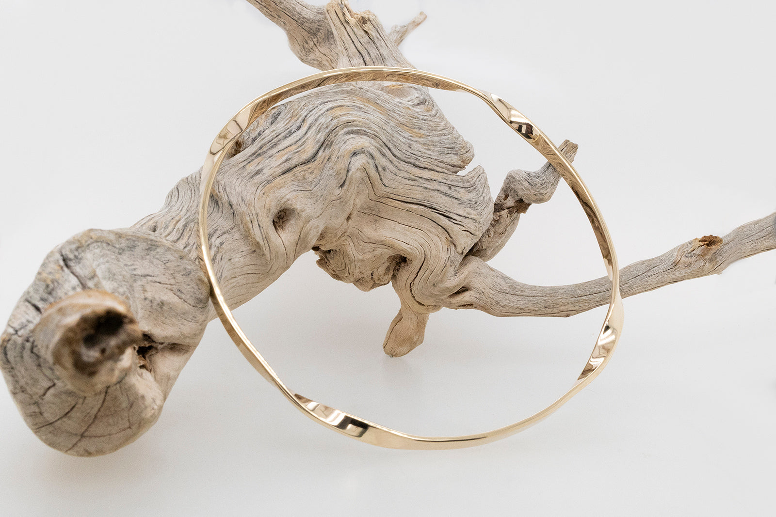 Organic Twist Bangle Solid Yellow Gold