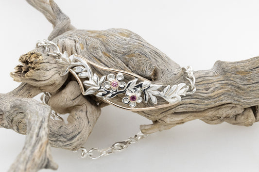 Geraldton Wax Flora Bracelet with Rhodelite Garnet and Pink Sapphire