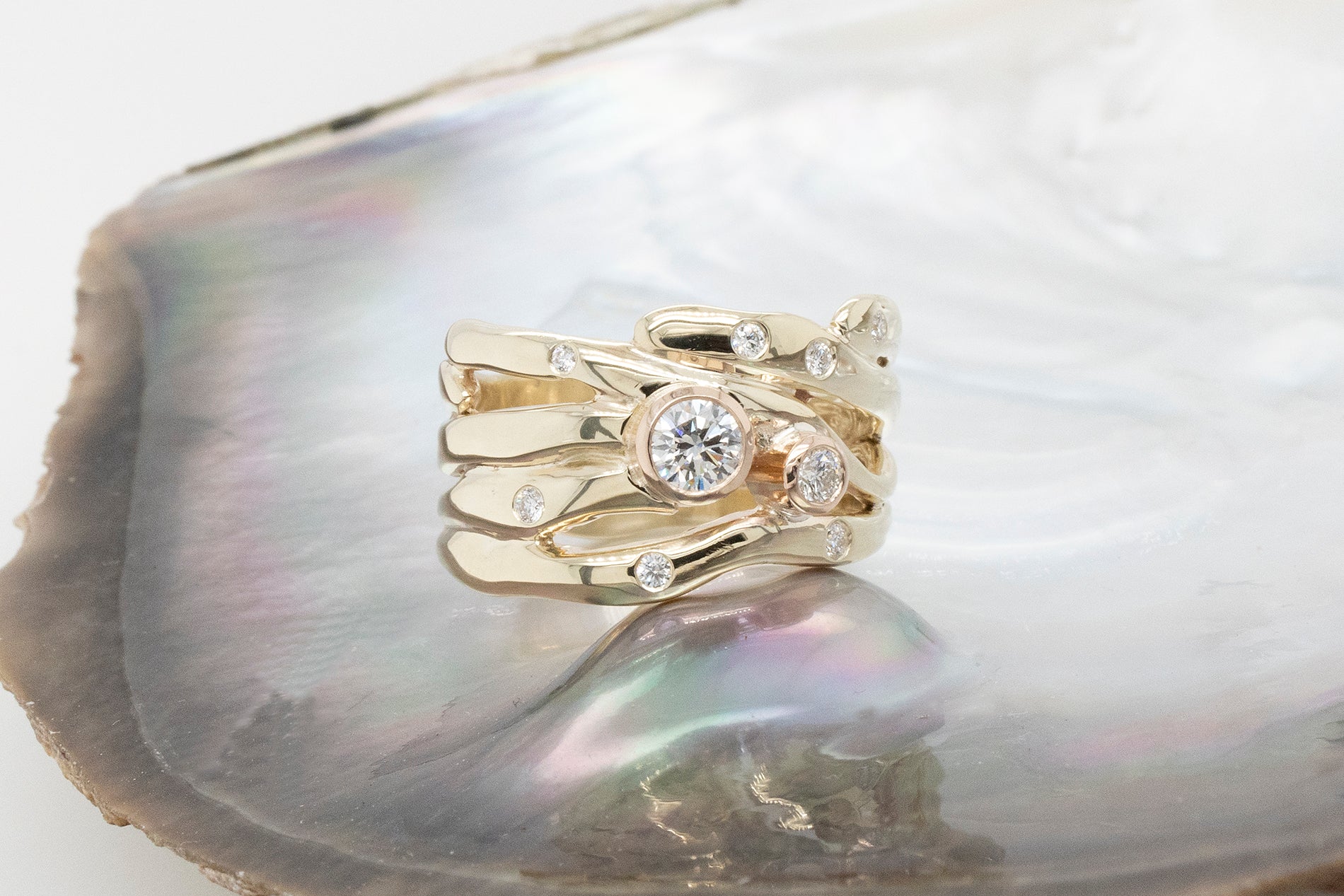 Lower Profile Seaweed Diamond Ring