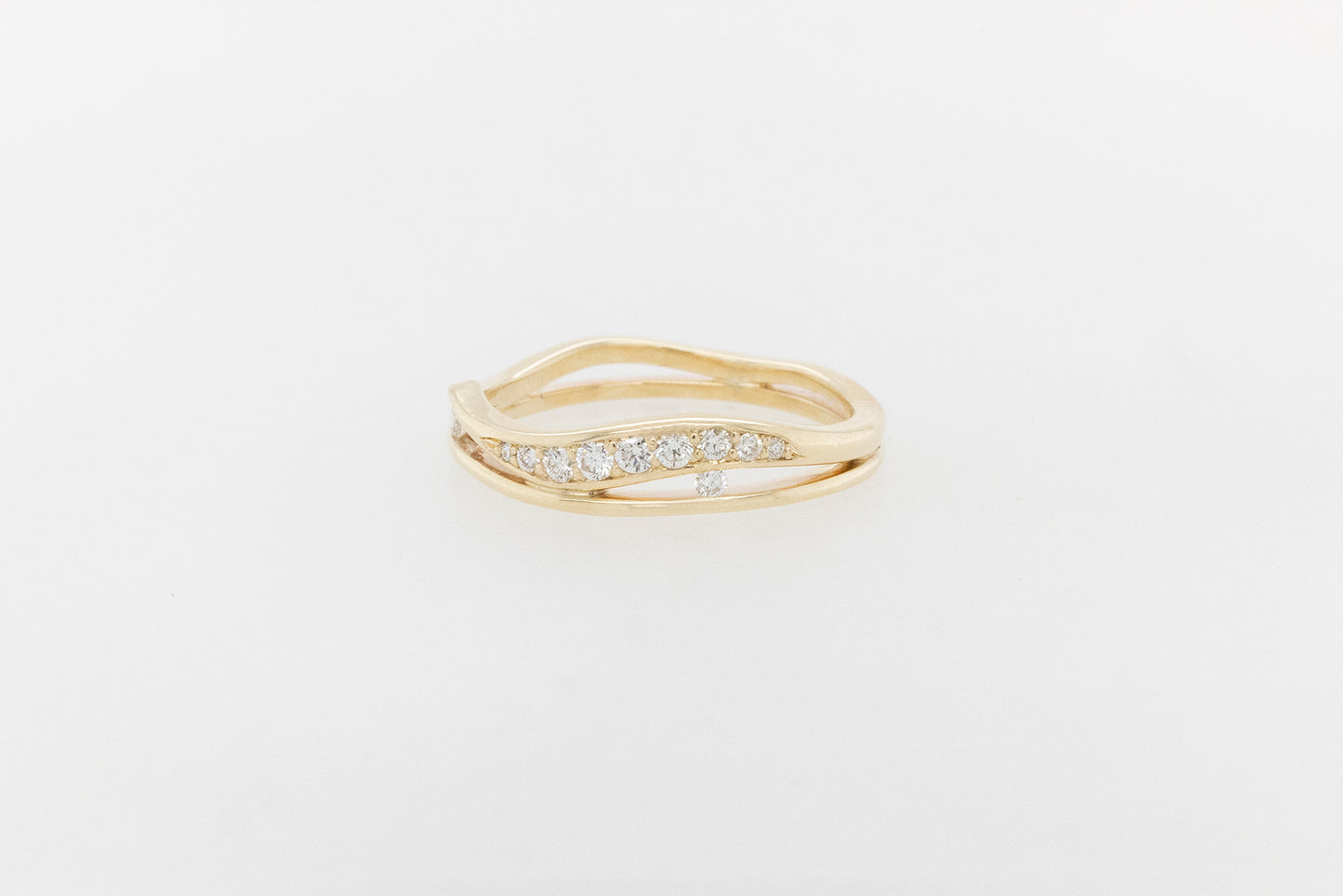 Pave Diamond Leaf Band Ring 9YG