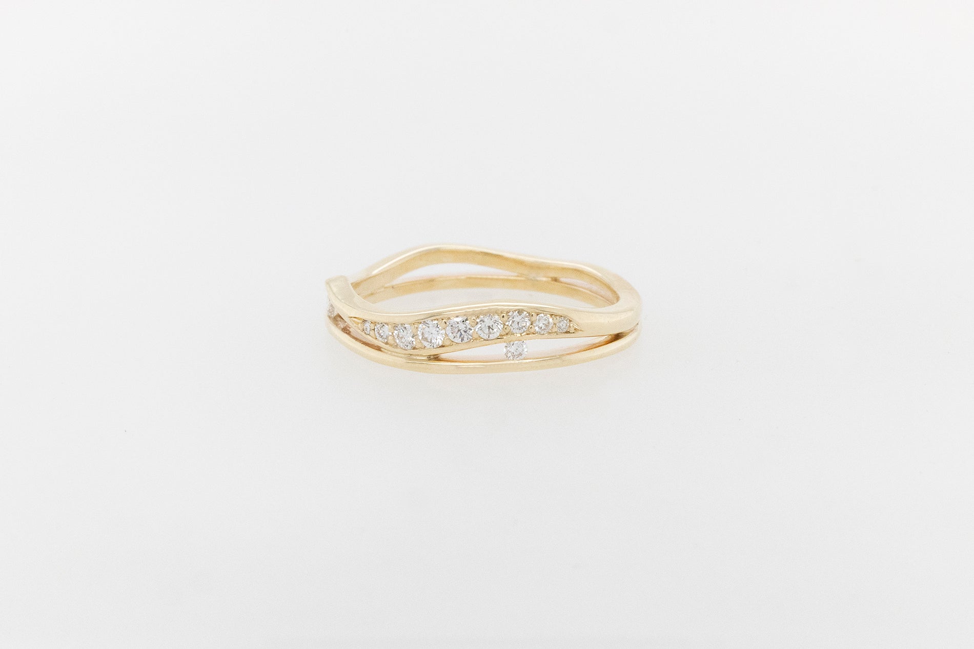 Pave Diamond Leaf Band Ring 9YG