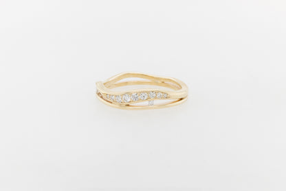 Pave Diamond Leaf Band Ring 9YG