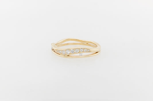 Pave Diamond Leaf Band Ring 9YG