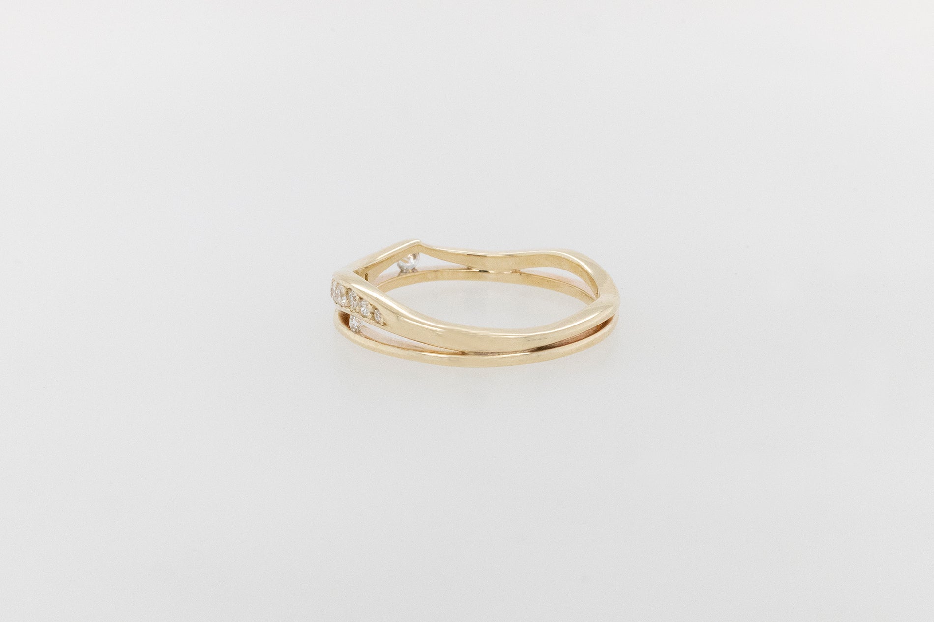 Pave Diamond Leaf Band Ring 9YG