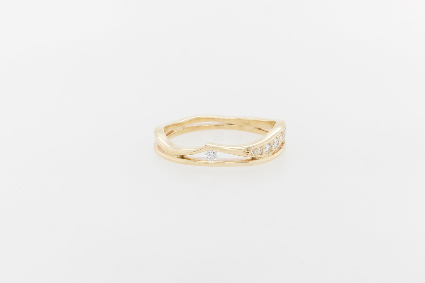 Pave Diamond Leaf Band Ring 9YG