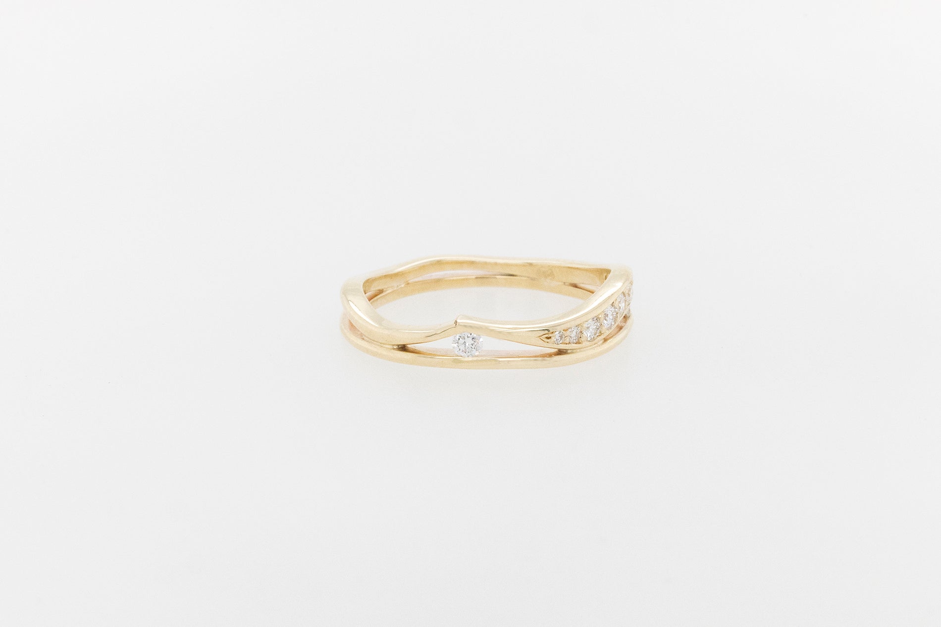 Pave Diamond Leaf Band Ring 9YG