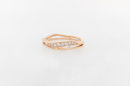 Pave Diamond Leaf Band Ring 9RG