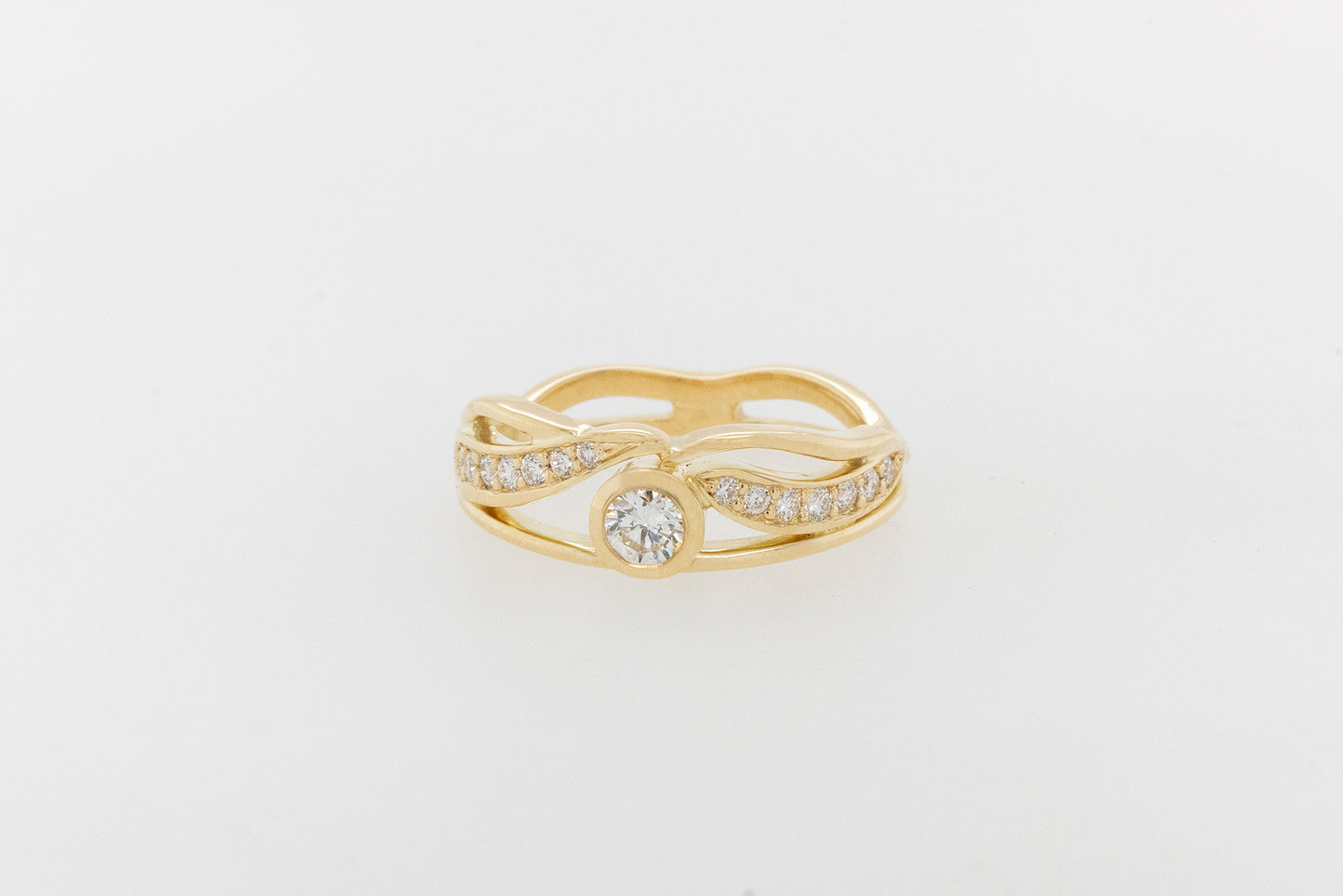 Diamond Leaf Band Ring 9YG
