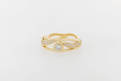 Diamond Leaf Band Ring 9YG
