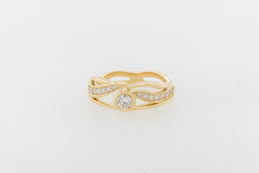 Diamond Leaf Band Ring 9YG