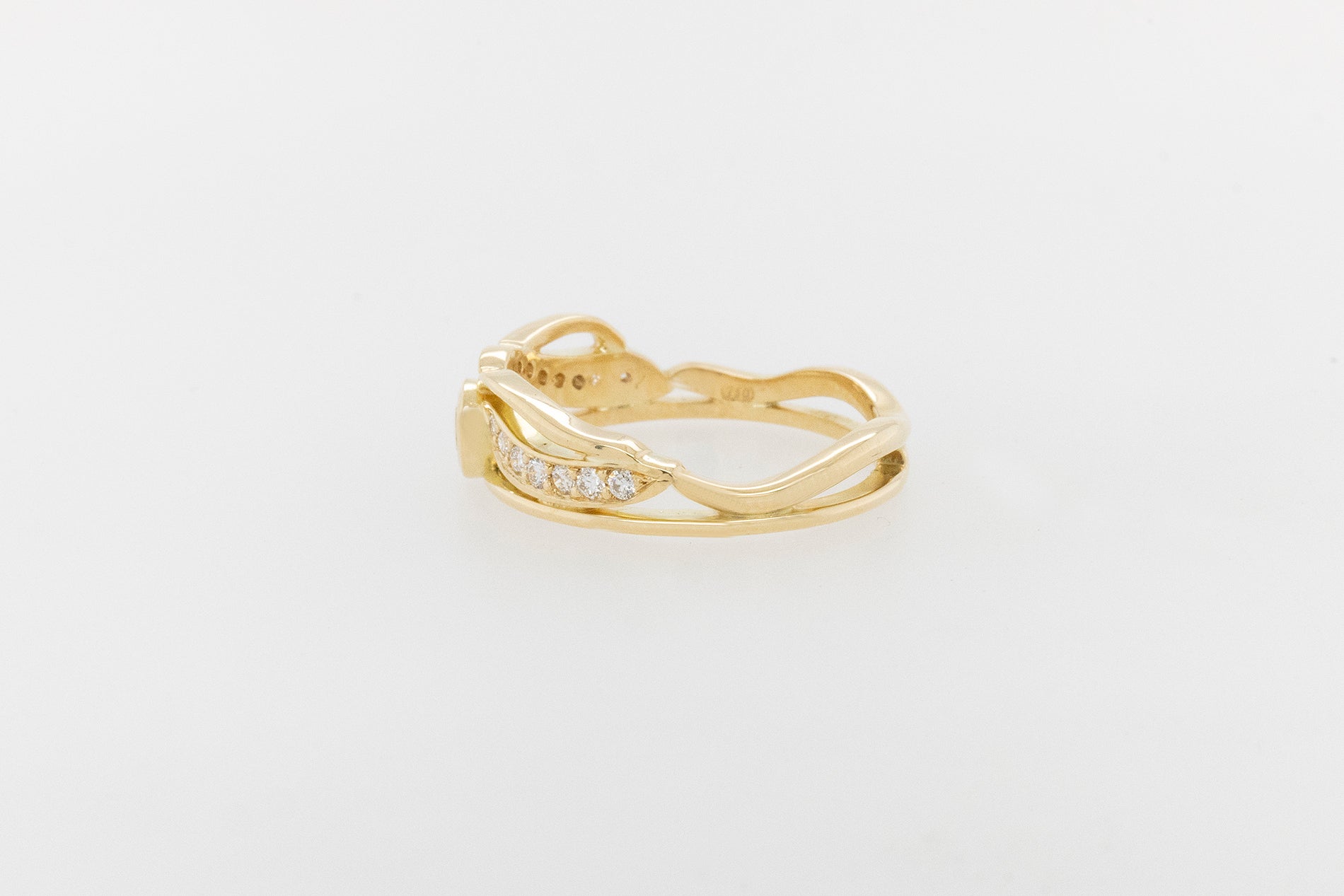 Diamond Leaf Band Ring 9YG