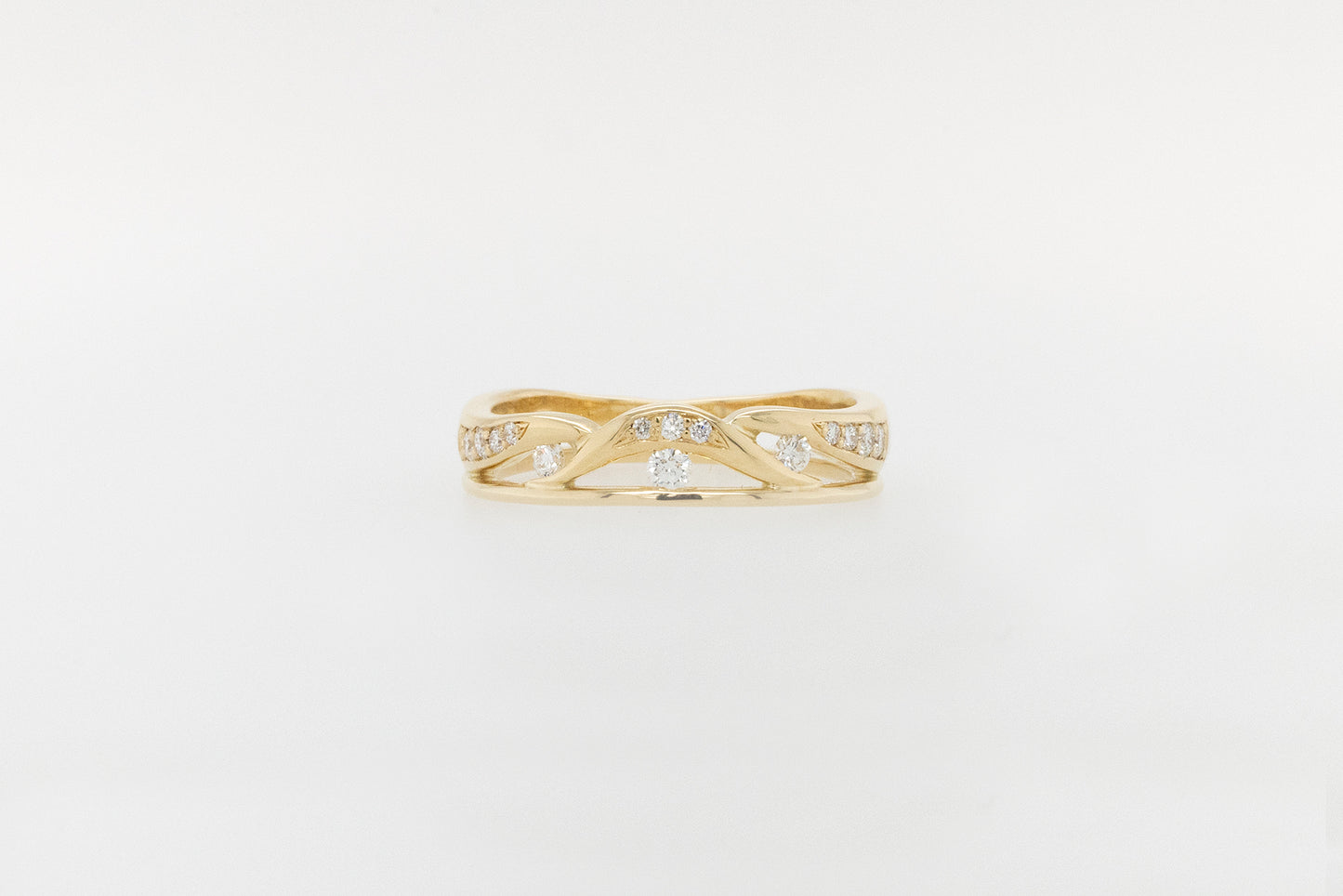 Leafy Chanel and Pave set Diamond Ring