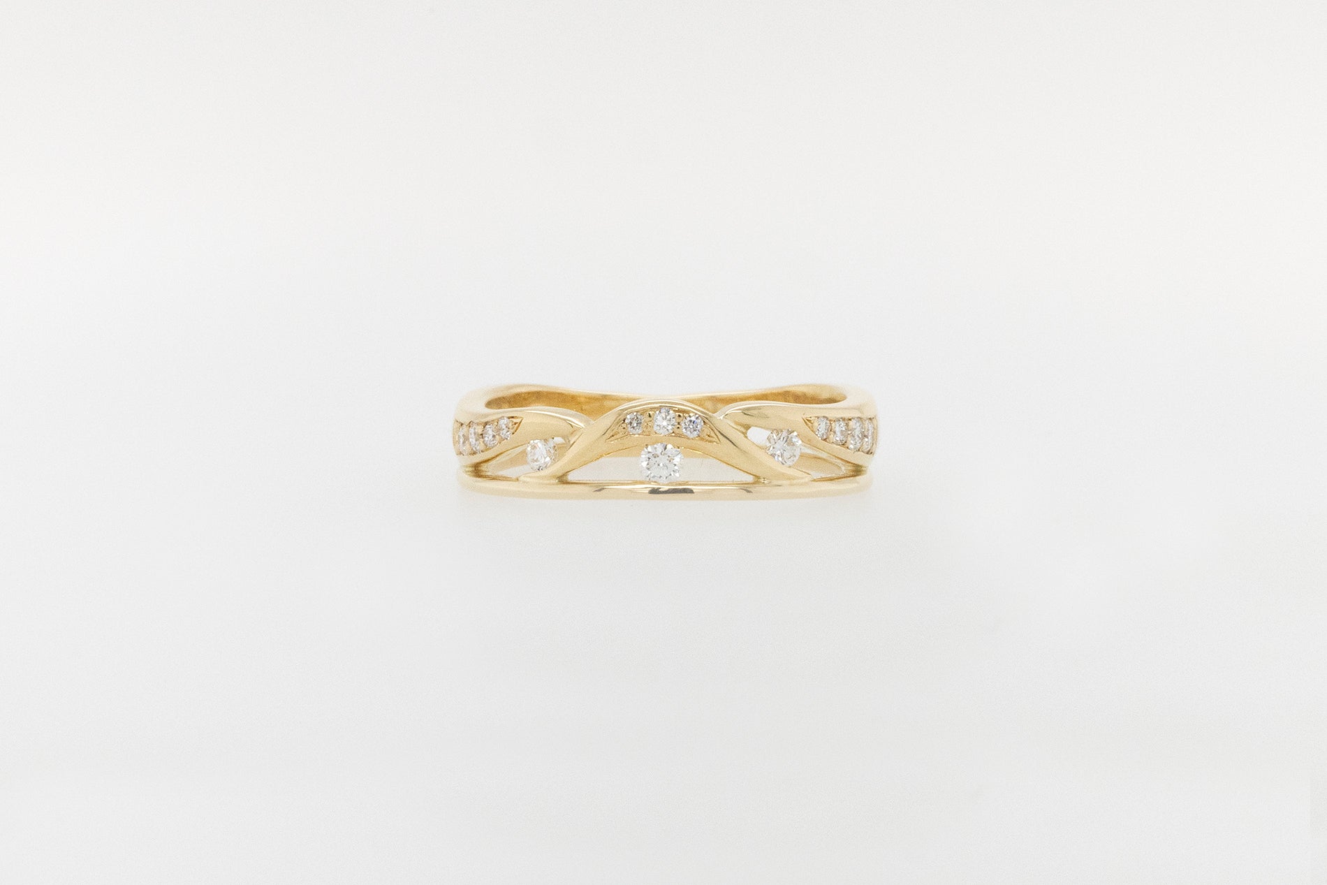 Leafy Chanel and Pave set Diamond Ring