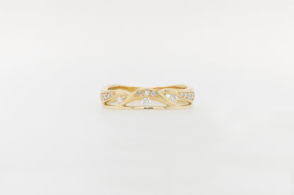 Leafy Chanel and Pave set Diamond Ring