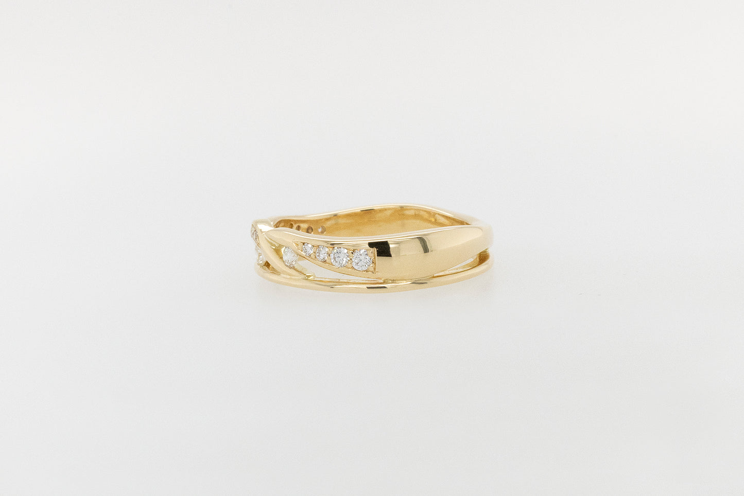 Leafy Chanel and Pave set Diamond Ring