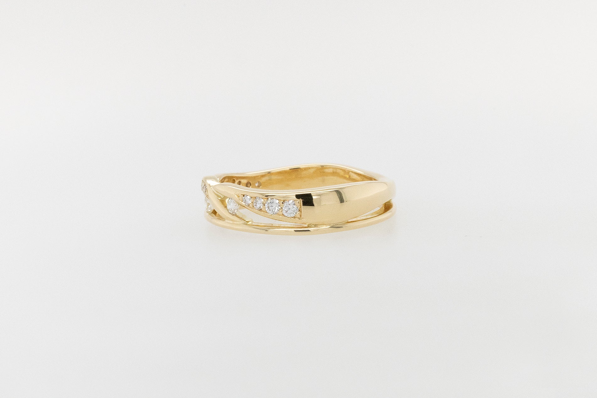 Leafy Chanel and Pave set Diamond Ring