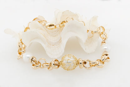 French Knitted Akoya Pearl Belcher Bracelet