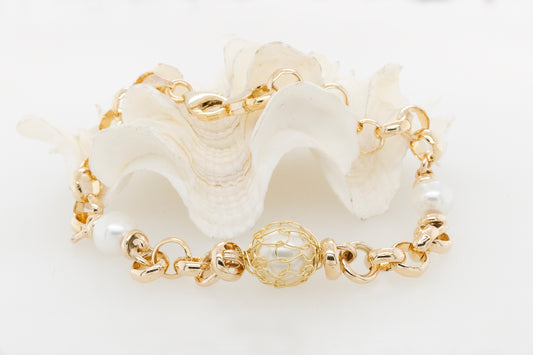 French Knitted Akoya Pearl Belcher Bracelet
