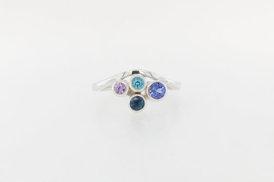 Coloured stone cluster ring 