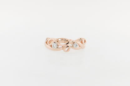 Champagne and White Diamond Vine Ring