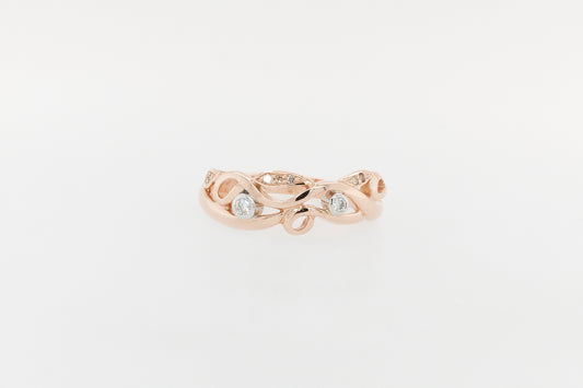 Champagne and White Diamond Vine Ring