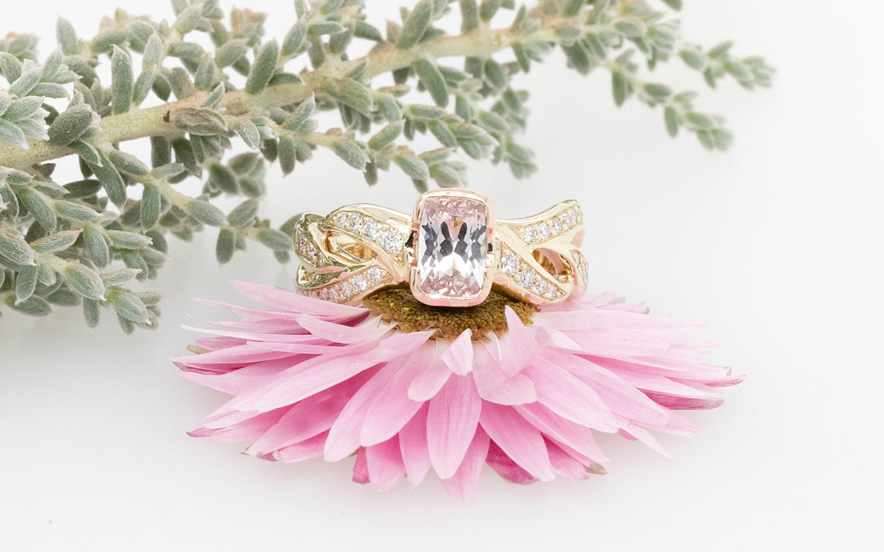 Padparascha Sapphire and Diamond Ring