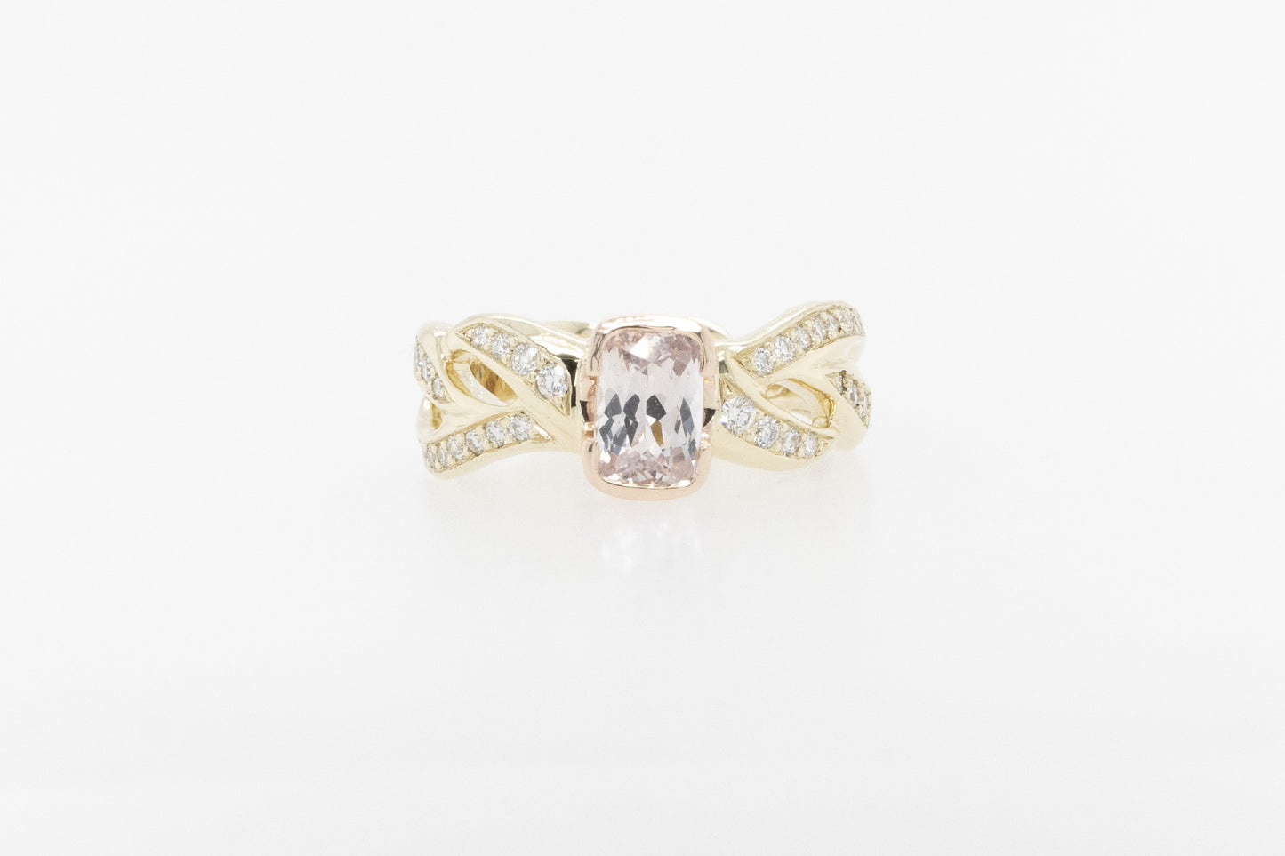 Padparascha Sapphire and Diamond Ring