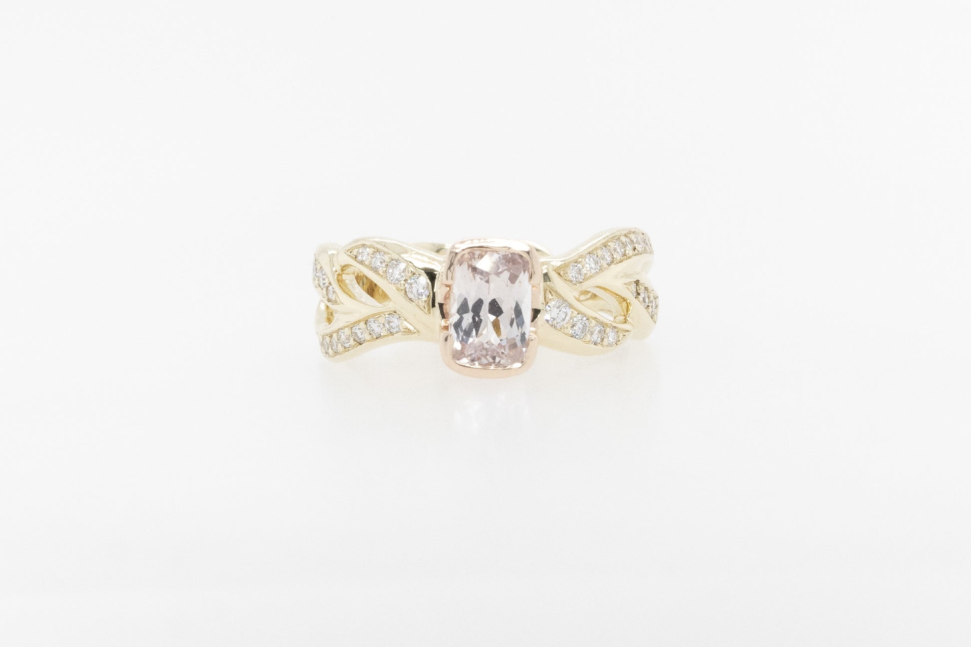 Padparascha Sapphire and Diamond Ring