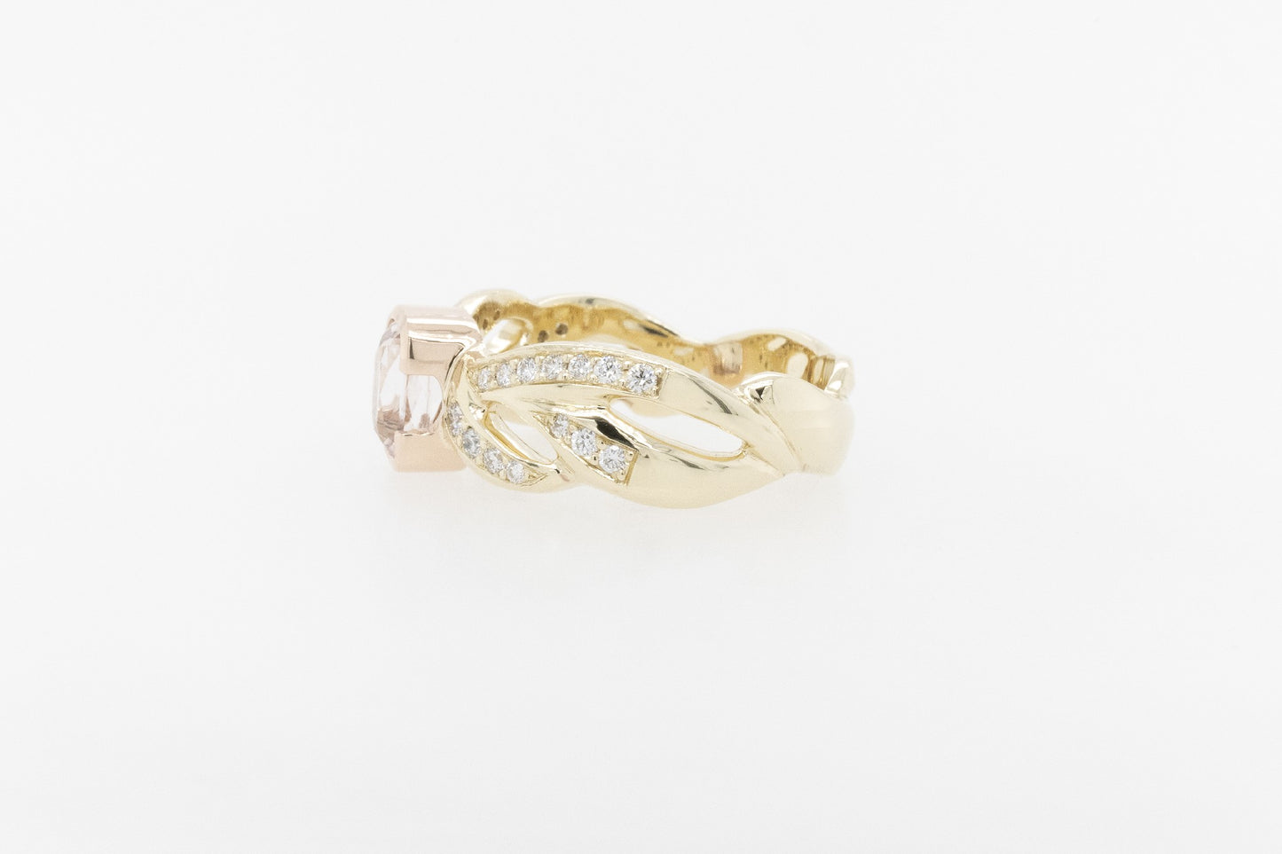 Padparascha Sapphire and Diamond Ring