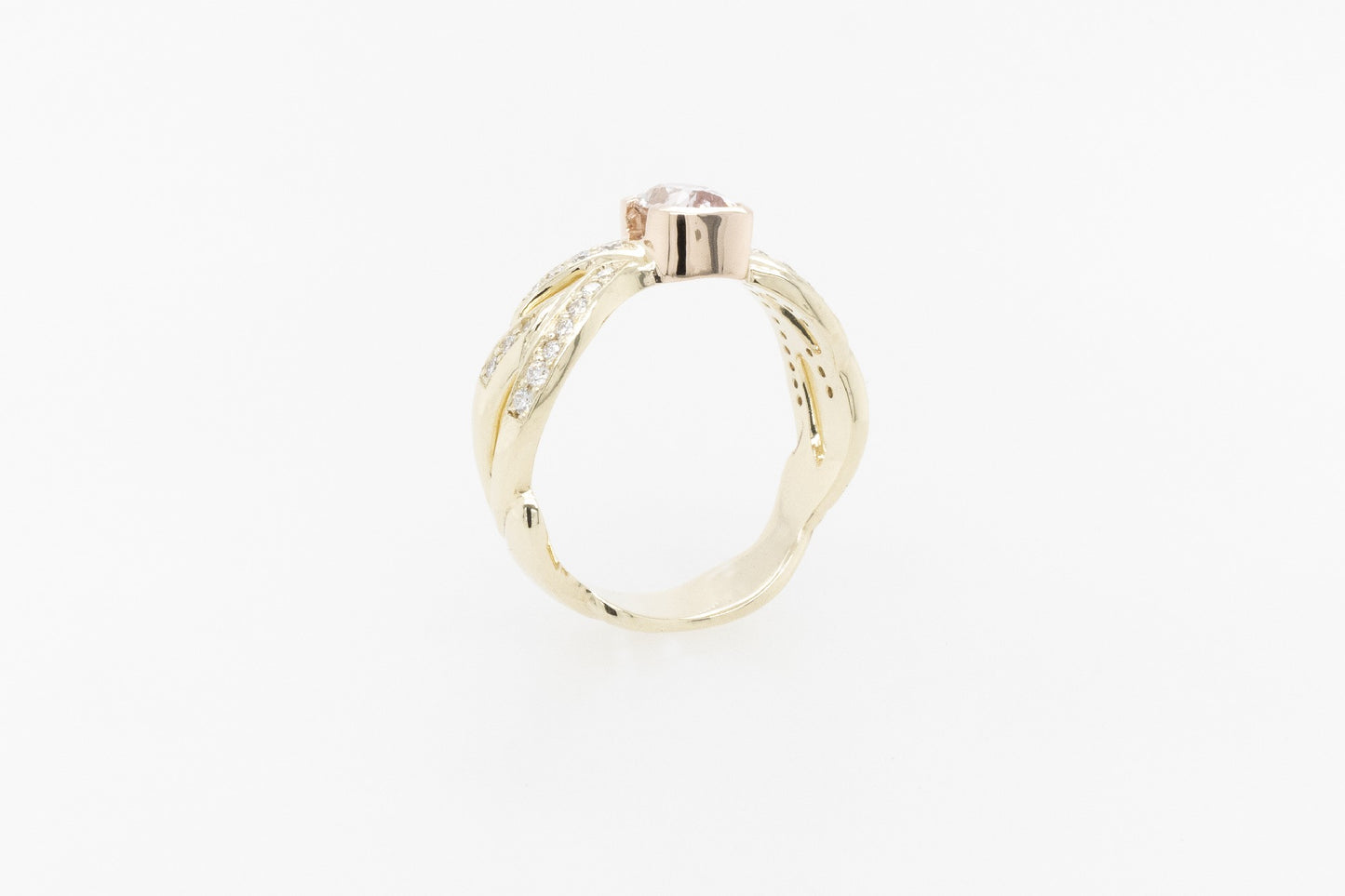 Padparascha Sapphire and Diamond Ring