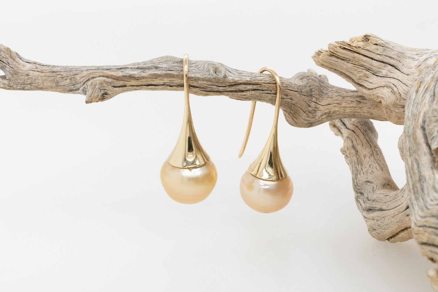 Indonesian Golden Pearl Flute Earrings