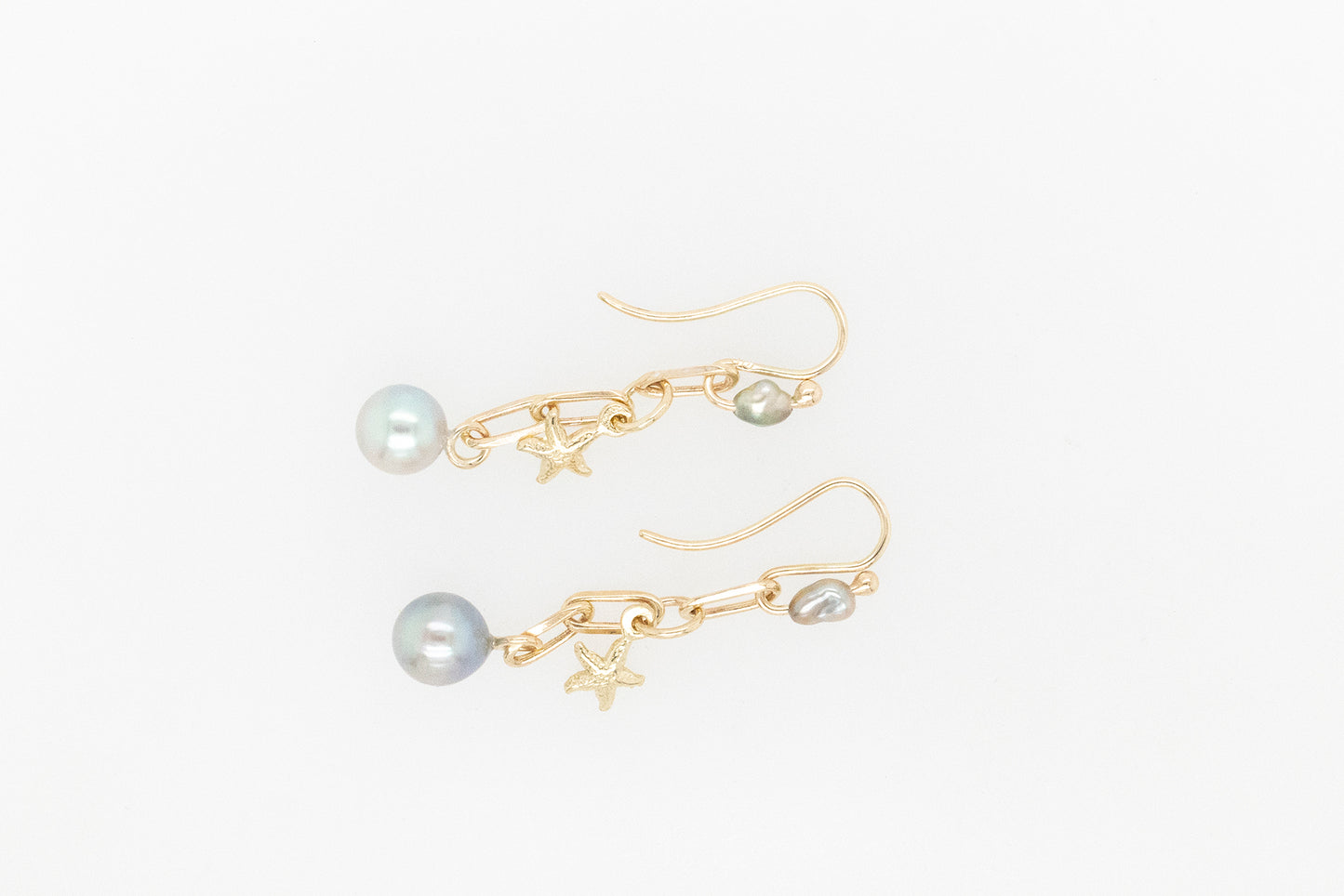 Natural Abrolhos Pearl Drop Earrings with Starfish