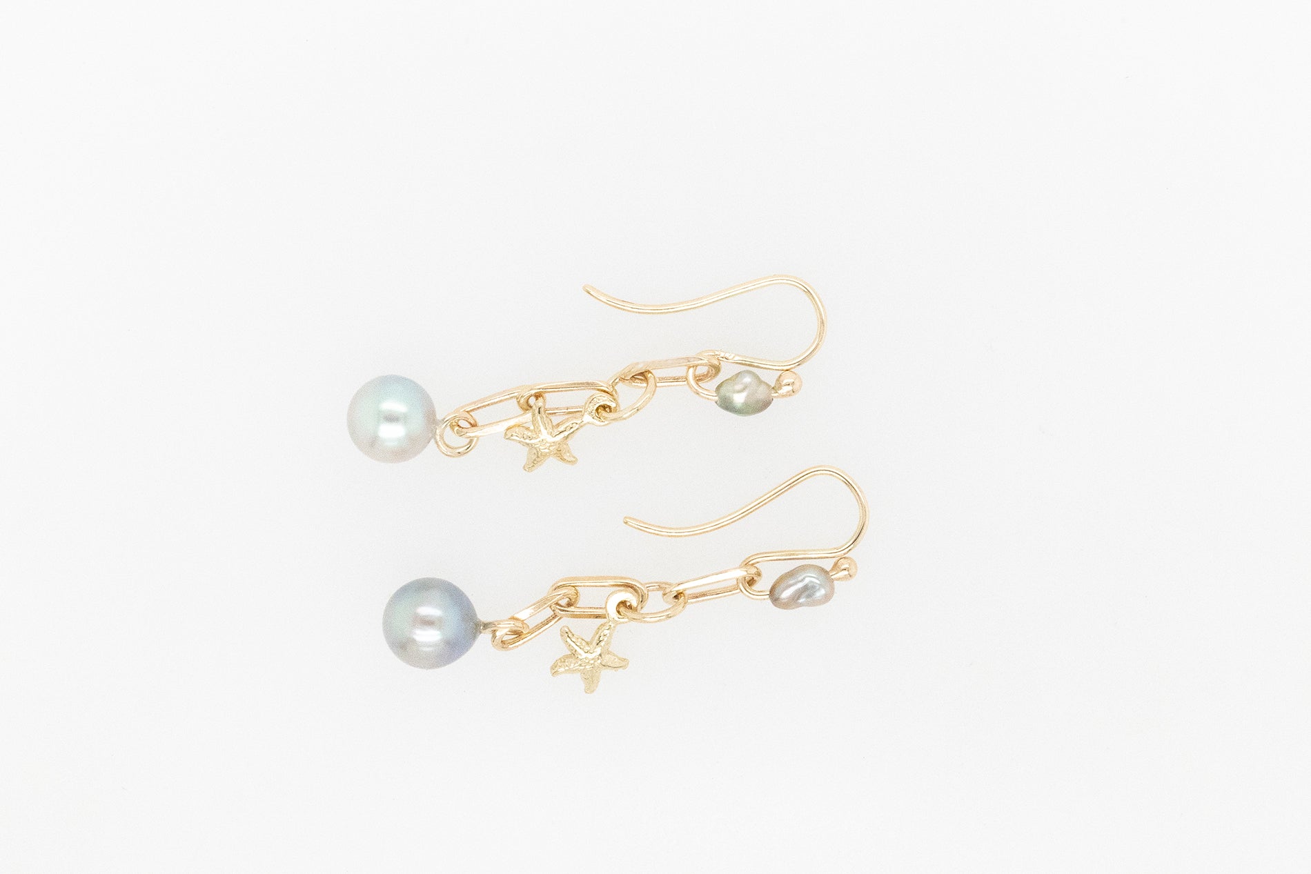 Natural Abrolhos Pearl Drop Earrings with Starfish